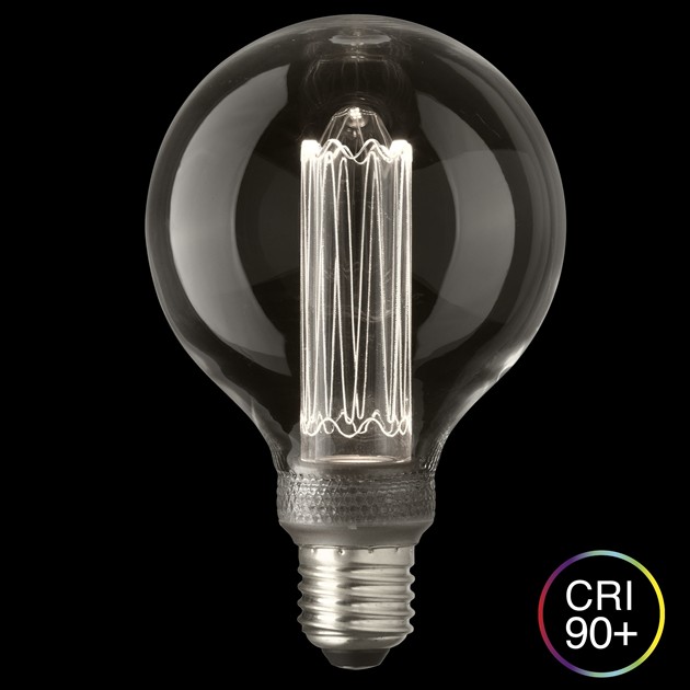 UNI-K vit glob 100mm klar E27 2,5W 3000K dimbar