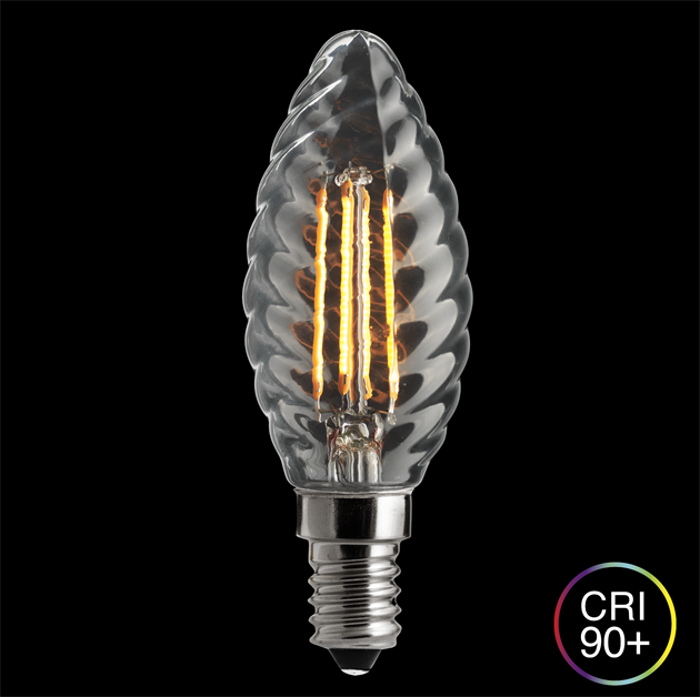 UNI-LEDISON kronljus vriden klar E14 4W 2200K dimbar