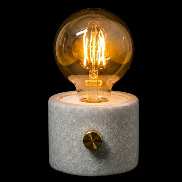 MARBLE battery lamp base white silk