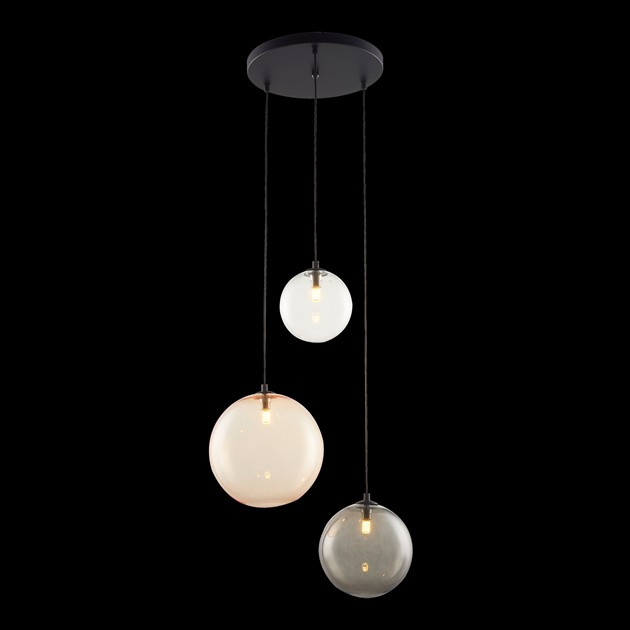 GRAPPO taklampa 3 glas clear, grey, gold