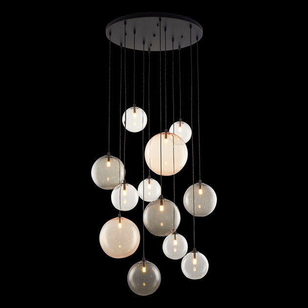 GRAPPO taklampa 12 glas clear, grey gold