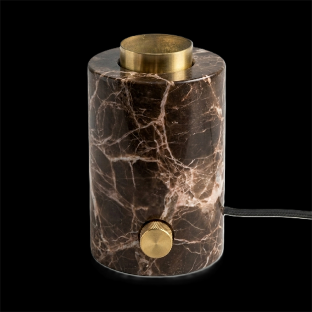 MARBLE bordslampa brown marmor silk matt 1,8m textilkabel
