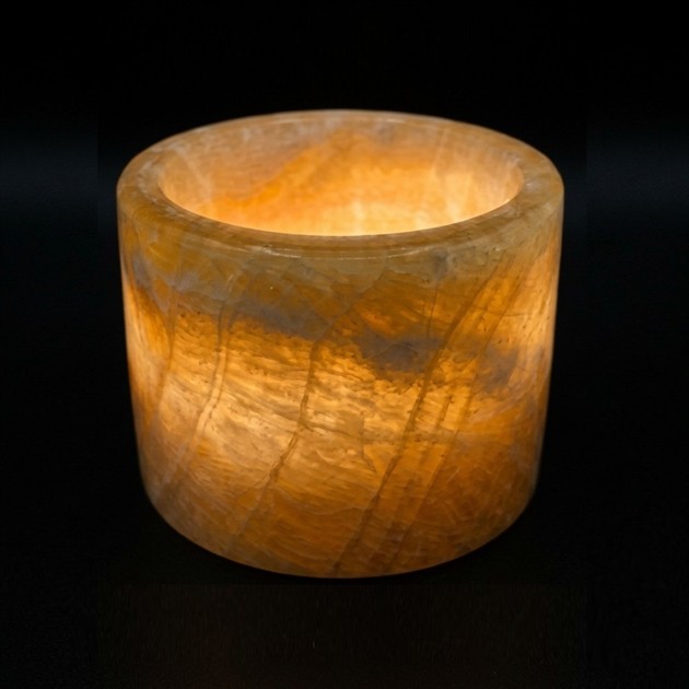 MARBLE beige polished äkta marmor batteriljus