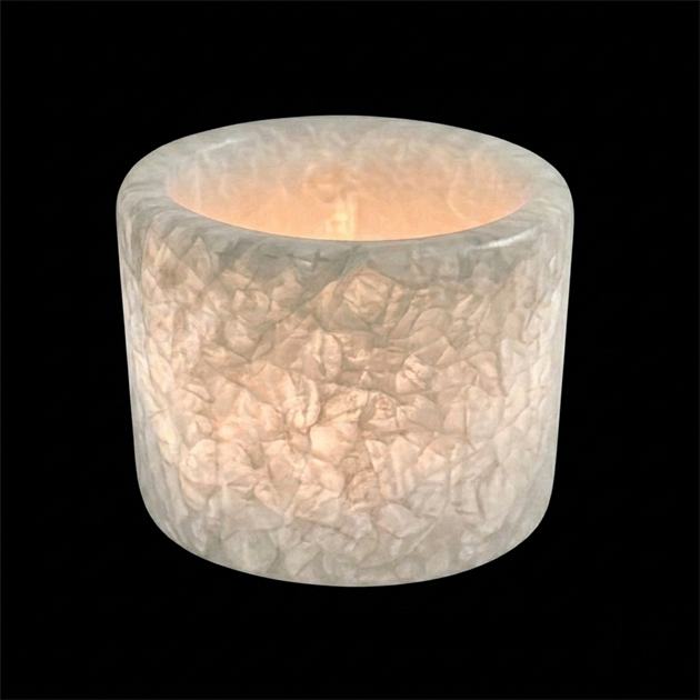 MARBLE white polished äkta marmor batteriljus