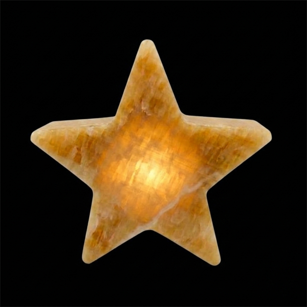 MARBLE L star beige polished äkta marmor bordsljus